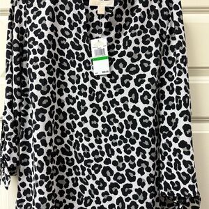 Michael Kors Black and light gray Animal Print Blouse
